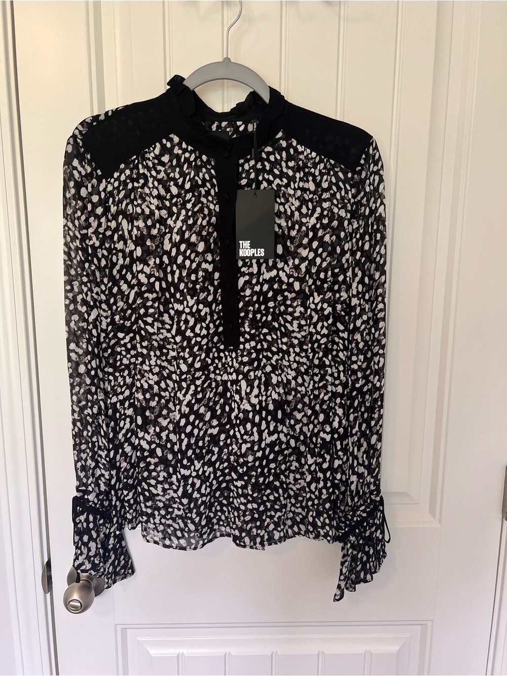 NWT - The Kooples Viscose Printed Grunge Leopard Sheer Blouse - Size 1 / S - Picture 3 of 8